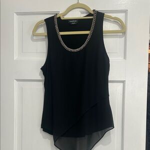 bebe Black Sleeveless Tank with Chain Necklace Trim